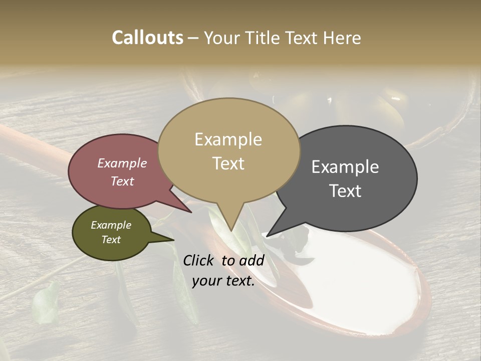 A Bowl Of Green Olives And A Spoon Of Yogurt Powerpoint Template PowerPoint Template