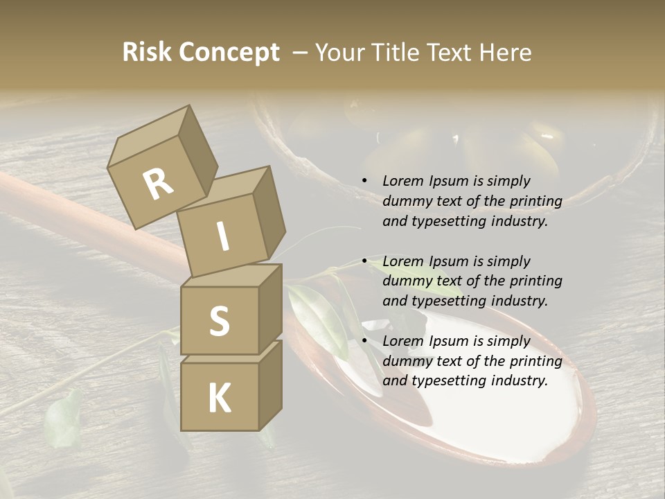 A Bowl Of Green Olives And A Spoon Of Yogurt Powerpoint Template PowerPoint Template