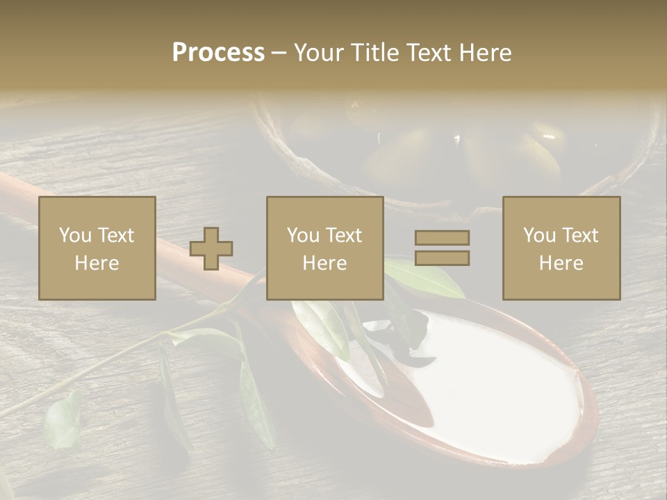 A Bowl Of Green Olives And A Spoon Of Yogurt Powerpoint Template PowerPoint Template