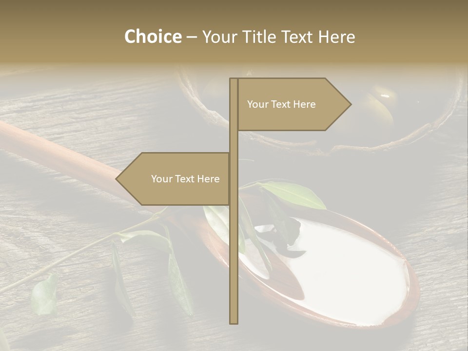 A Bowl Of Green Olives And A Spoon Of Yogurt Powerpoint Template PowerPoint Template