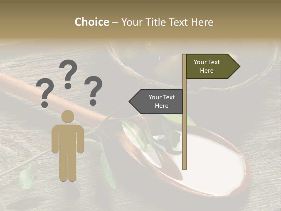 A Bowl Of Green Olives And A Spoon Of Yogurt Powerpoint Template PowerPoint Template