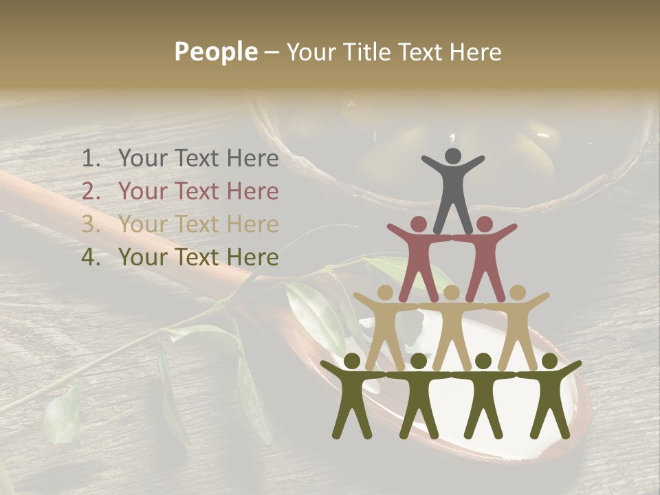 A Bowl Of Green Olives And A Spoon Of Yogurt Powerpoint Template PowerPoint Template