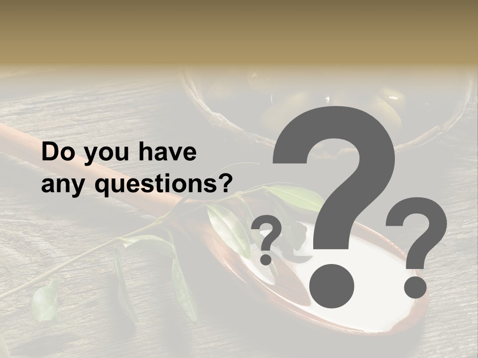 A Bowl Of Green Olives And A Spoon Of Yogurt Powerpoint Template PowerPoint Template