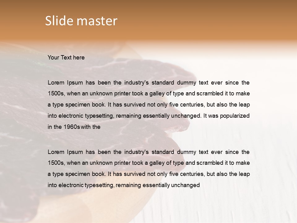 Raw Meat On A Cutting Board With Rosemary On Top PowerPoint Template