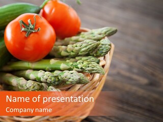 A Basket Filled With Vegetables On Top Of A Wooden Table PowerPoint Template