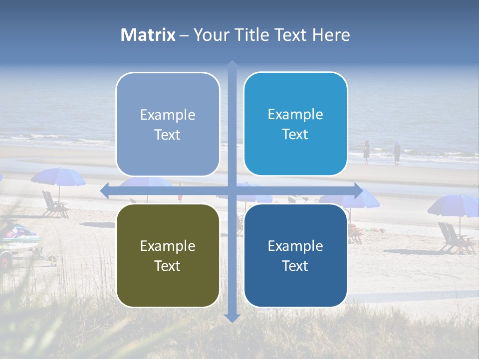 A Group Of Beach Chairs And Umbrellas On A Beach PowerPoint Template