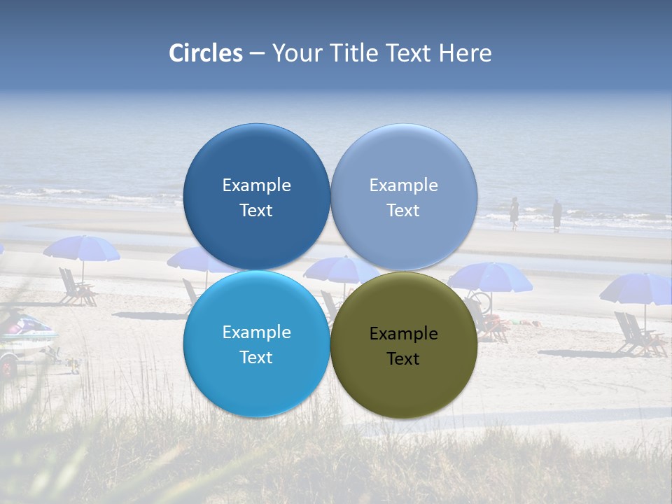 A Group Of Beach Chairs And Umbrellas On A Beach PowerPoint Template