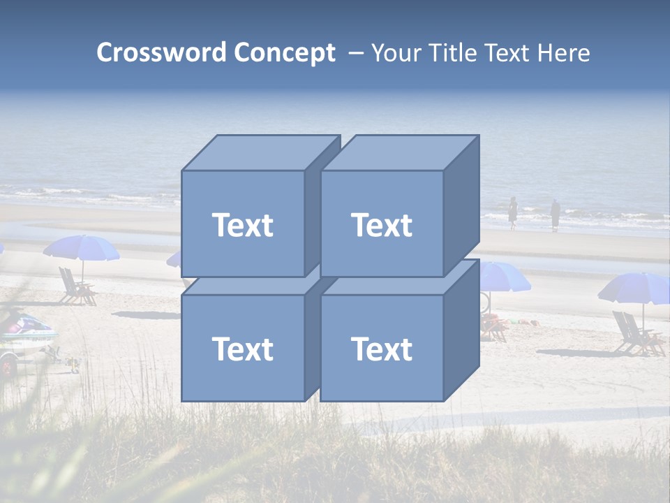 A Group Of Beach Chairs And Umbrellas On A Beach PowerPoint Template