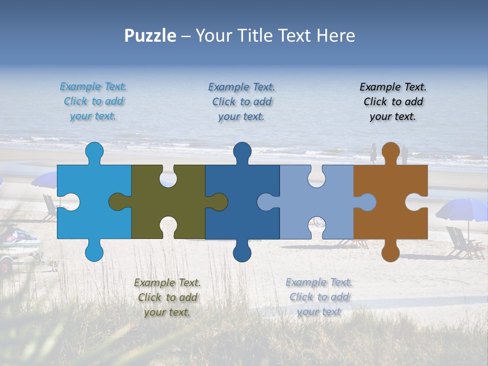 A Group Of Beach Chairs And Umbrellas On A Beach PowerPoint Template