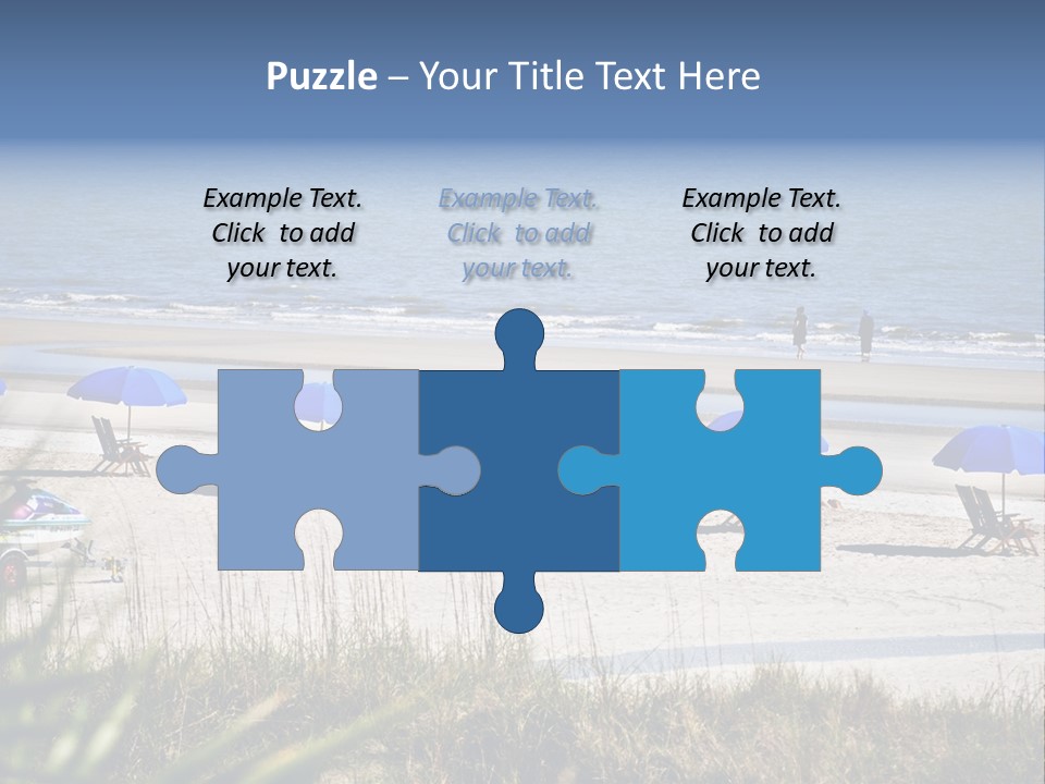 A Group Of Beach Chairs And Umbrellas On A Beach PowerPoint Template