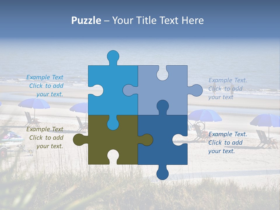 A Group Of Beach Chairs And Umbrellas On A Beach PowerPoint Template