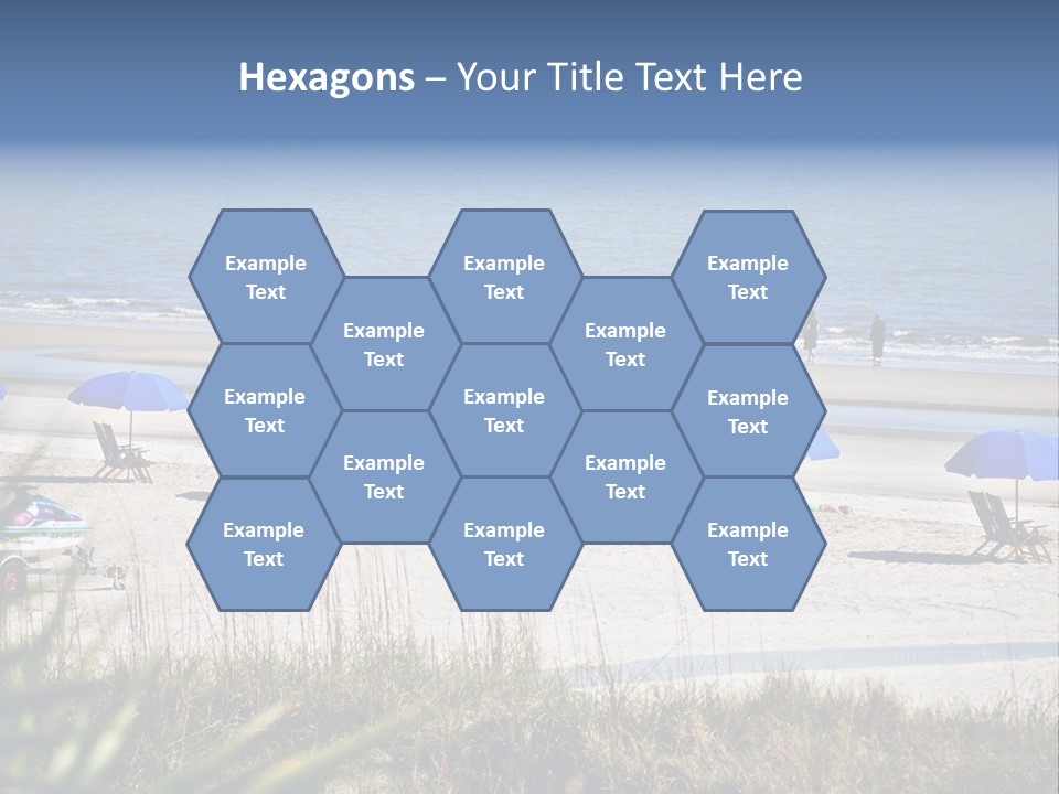 A Group Of Beach Chairs And Umbrellas On A Beach PowerPoint Template