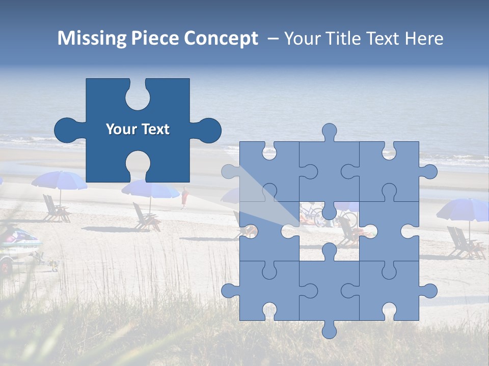 A Group Of Beach Chairs And Umbrellas On A Beach PowerPoint Template