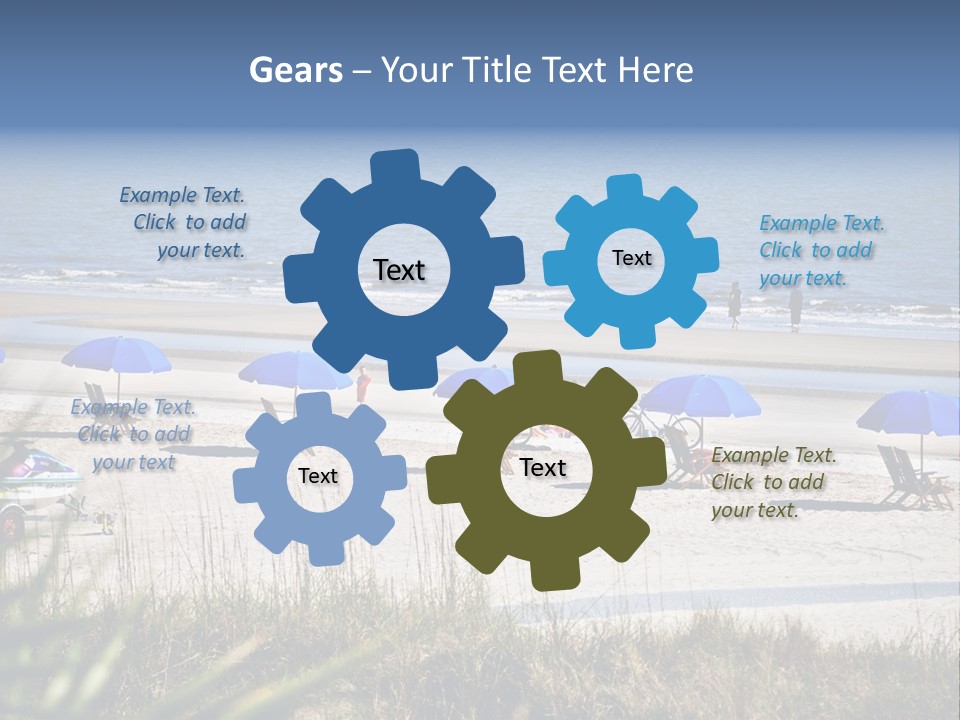 A Group Of Beach Chairs And Umbrellas On A Beach PowerPoint Template