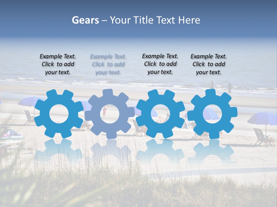 A Group Of Beach Chairs And Umbrellas On A Beach PowerPoint Template