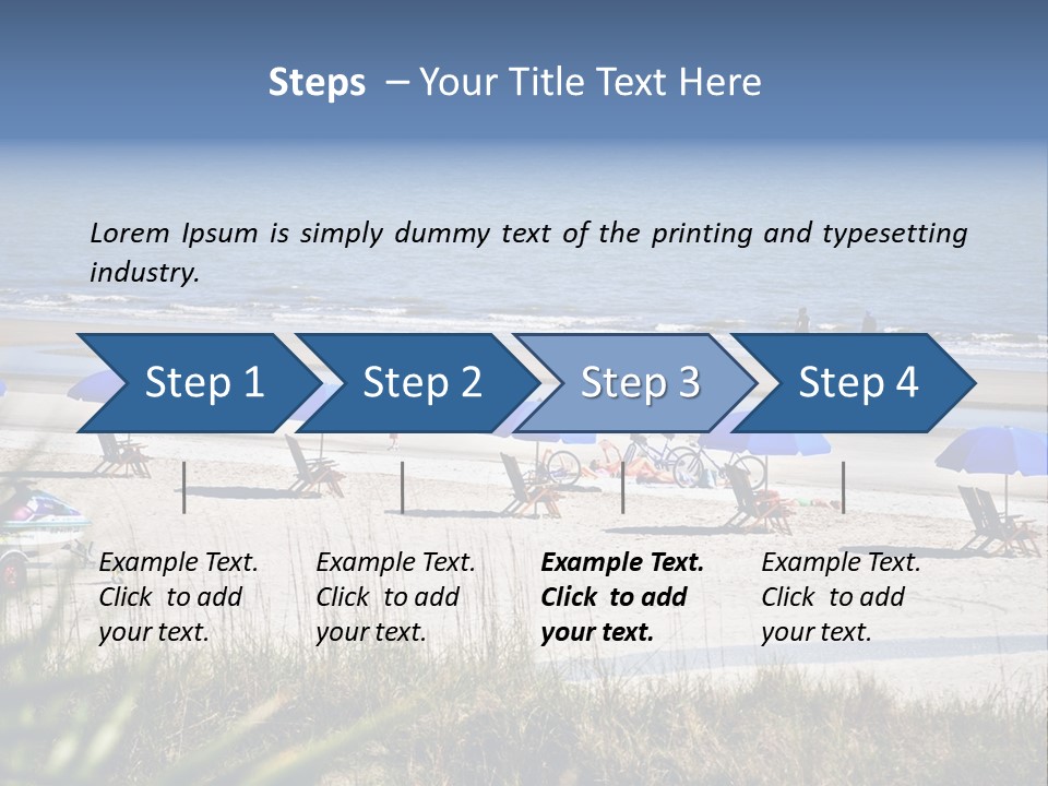 A Group Of Beach Chairs And Umbrellas On A Beach PowerPoint Template