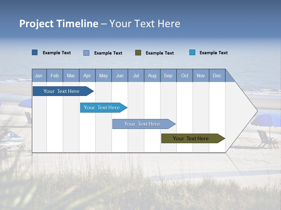 A Group Of Beach Chairs And Umbrellas On A Beach PowerPoint Template