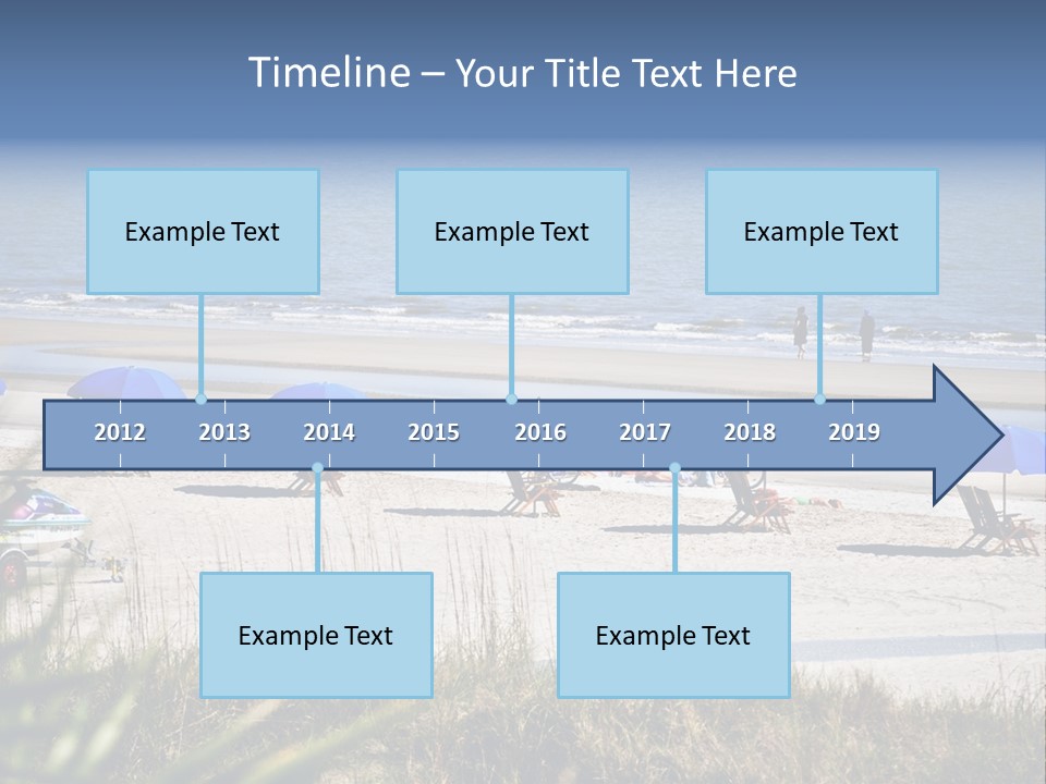 A Group Of Beach Chairs And Umbrellas On A Beach PowerPoint Template