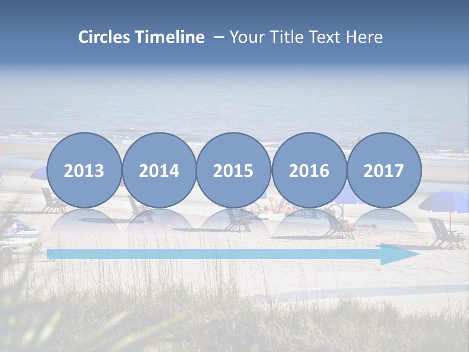 A Group Of Beach Chairs And Umbrellas On A Beach PowerPoint Template