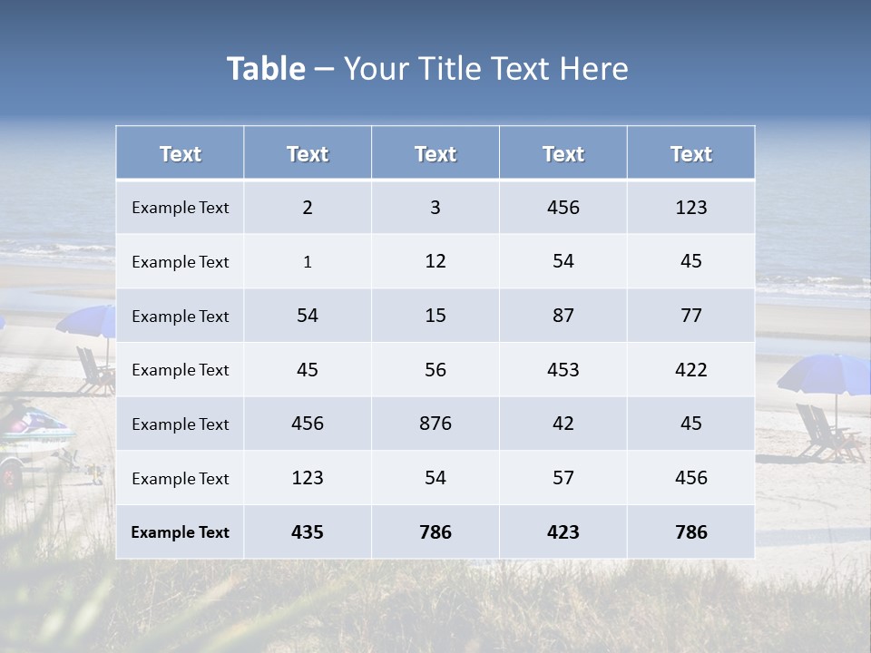 A Group Of Beach Chairs And Umbrellas On A Beach PowerPoint Template