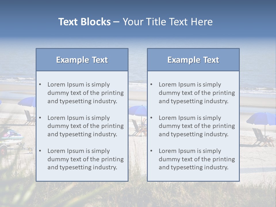 A Group Of Beach Chairs And Umbrellas On A Beach PowerPoint Template