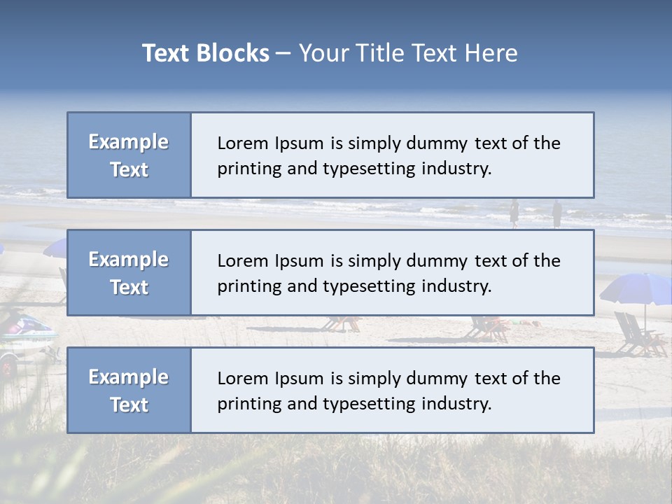 A Group Of Beach Chairs And Umbrellas On A Beach PowerPoint Template