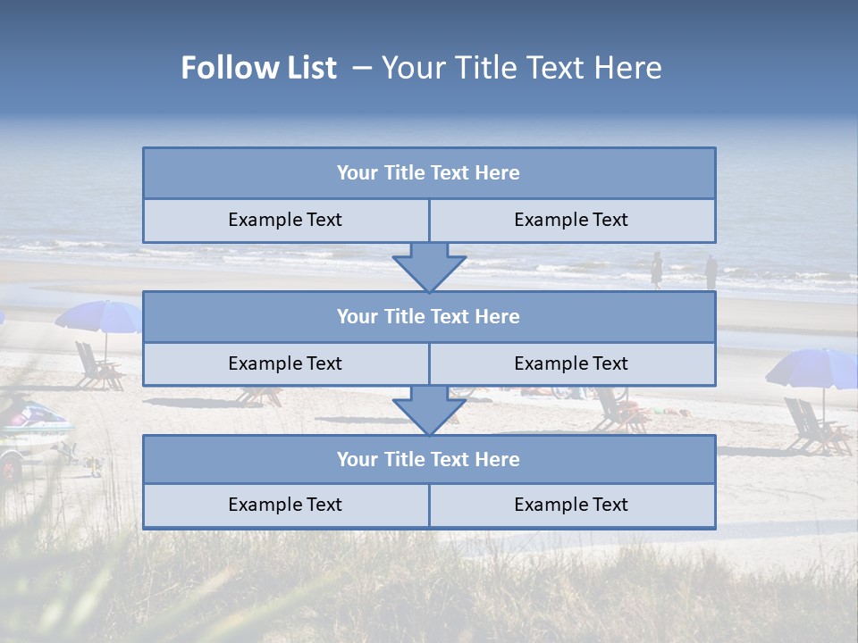 A Group Of Beach Chairs And Umbrellas On A Beach PowerPoint Template