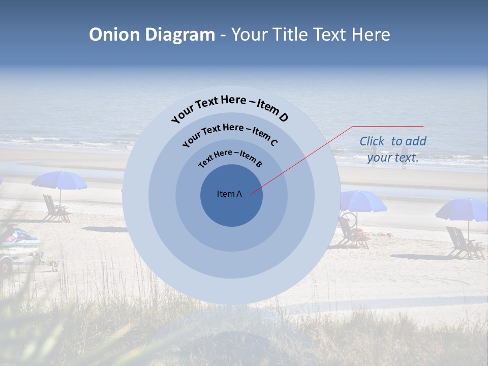 A Group Of Beach Chairs And Umbrellas On A Beach PowerPoint Template