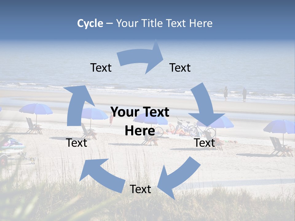 A Group Of Beach Chairs And Umbrellas On A Beach PowerPoint Template