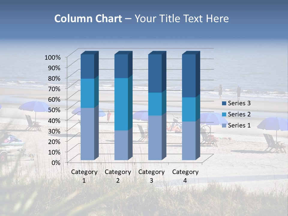 A Group Of Beach Chairs And Umbrellas On A Beach PowerPoint Template