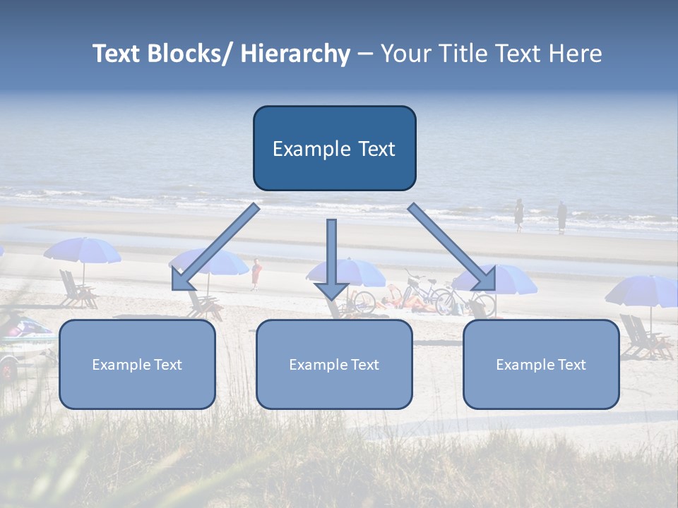 A Group Of Beach Chairs And Umbrellas On A Beach PowerPoint Template