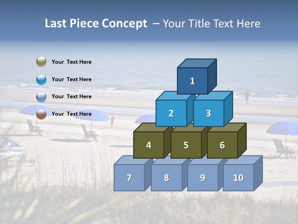 A Group Of Beach Chairs And Umbrellas On A Beach PowerPoint Template