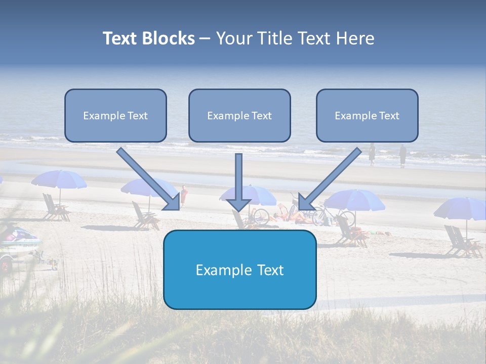A Group Of Beach Chairs And Umbrellas On A Beach PowerPoint Template