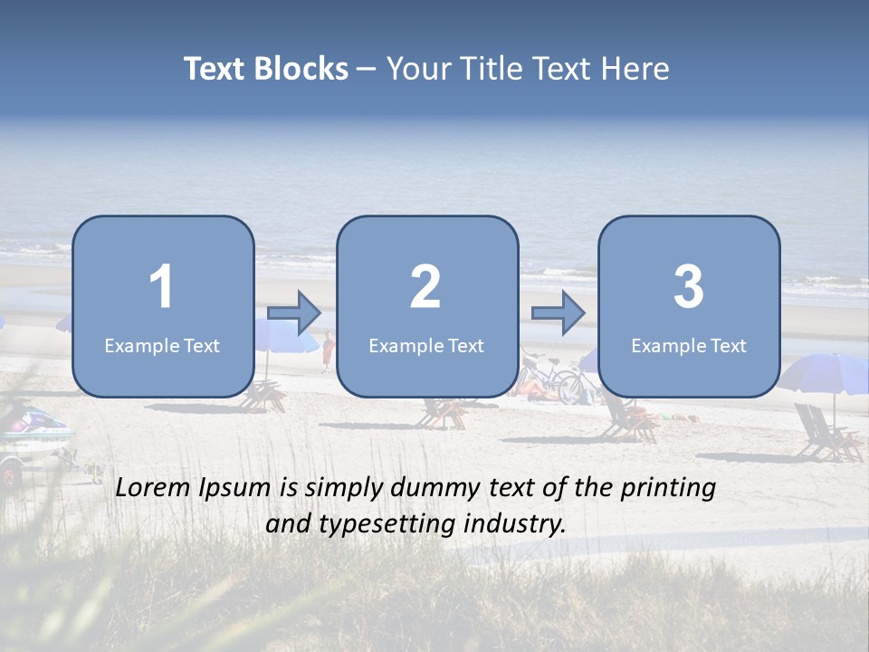 A Group Of Beach Chairs And Umbrellas On A Beach PowerPoint Template