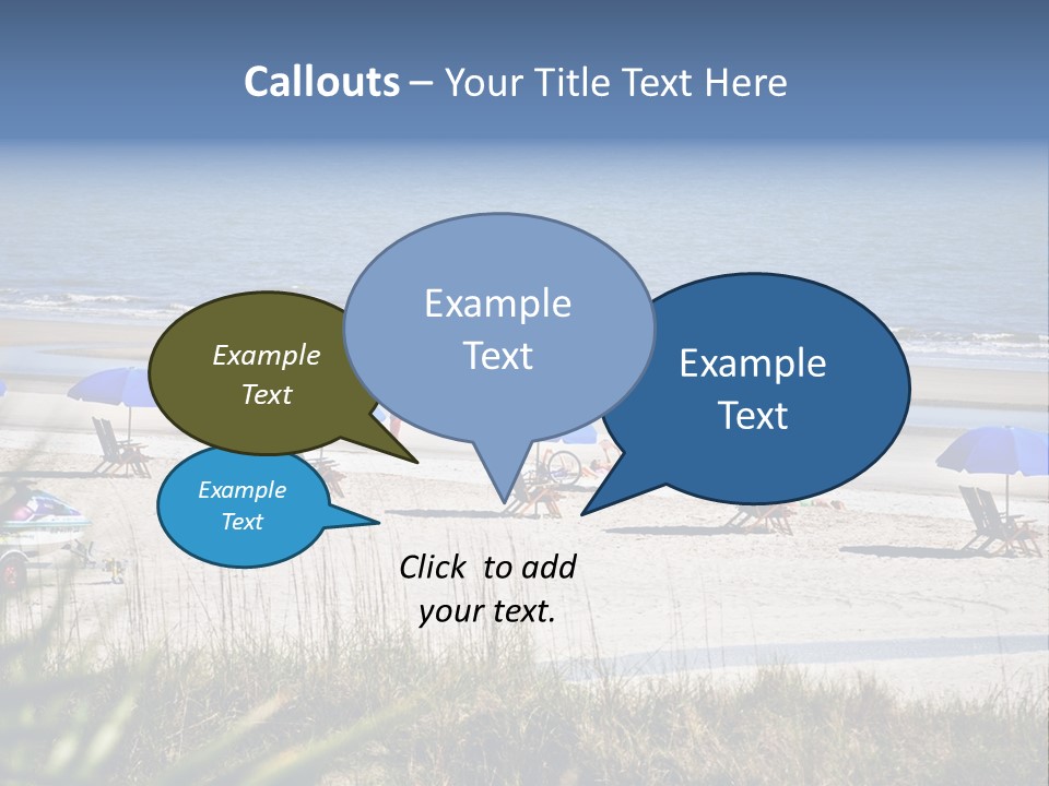 A Group Of Beach Chairs And Umbrellas On A Beach PowerPoint Template