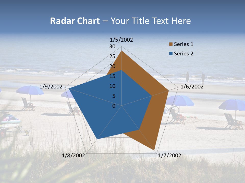 A Group Of Beach Chairs And Umbrellas On A Beach PowerPoint Template