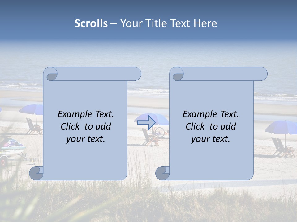 A Group Of Beach Chairs And Umbrellas On A Beach PowerPoint Template
