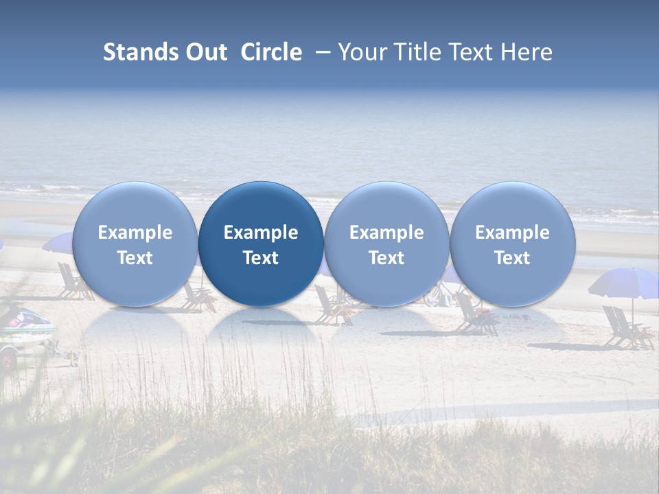 A Group Of Beach Chairs And Umbrellas On A Beach PowerPoint Template