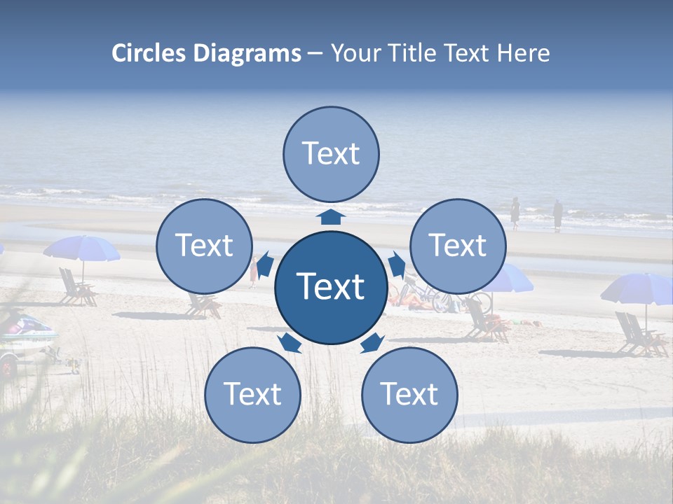 A Group Of Beach Chairs And Umbrellas On A Beach PowerPoint Template
