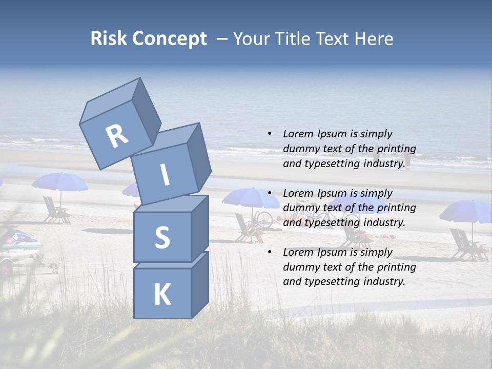 A Group Of Beach Chairs And Umbrellas On A Beach PowerPoint Template