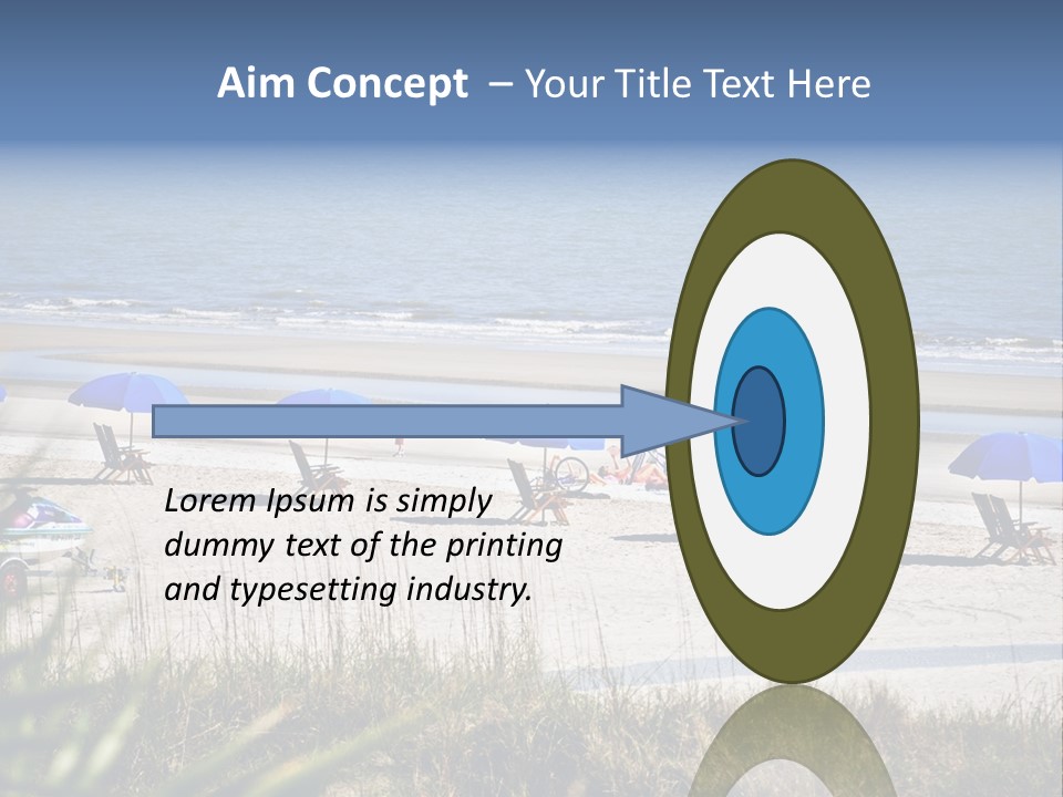 A Group Of Beach Chairs And Umbrellas On A Beach PowerPoint Template