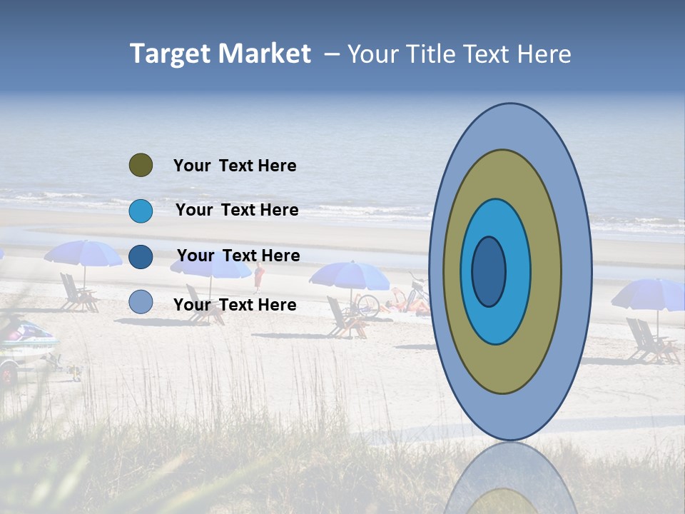 A Group Of Beach Chairs And Umbrellas On A Beach PowerPoint Template