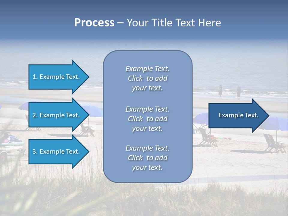 A Group Of Beach Chairs And Umbrellas On A Beach PowerPoint Template