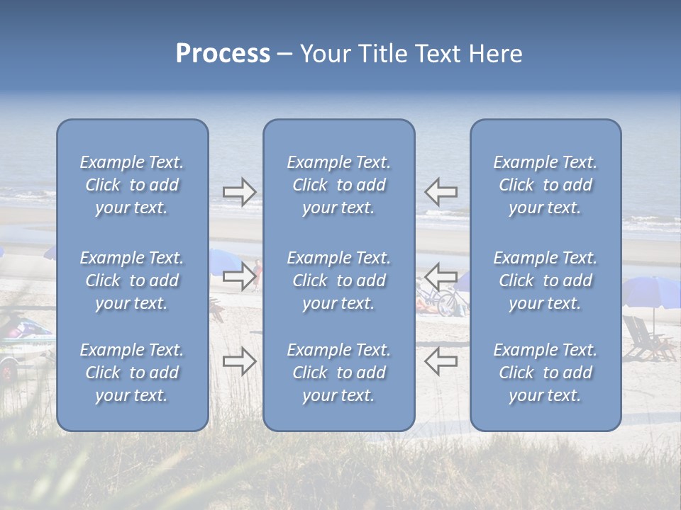 A Group Of Beach Chairs And Umbrellas On A Beach PowerPoint Template