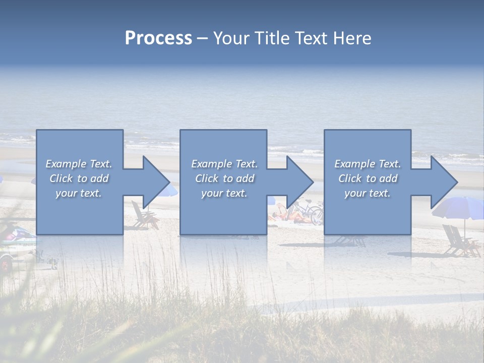 A Group Of Beach Chairs And Umbrellas On A Beach PowerPoint Template