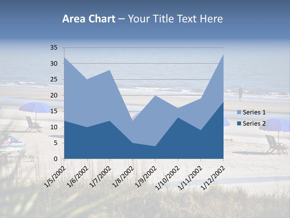 A Group Of Beach Chairs And Umbrellas On A Beach PowerPoint Template