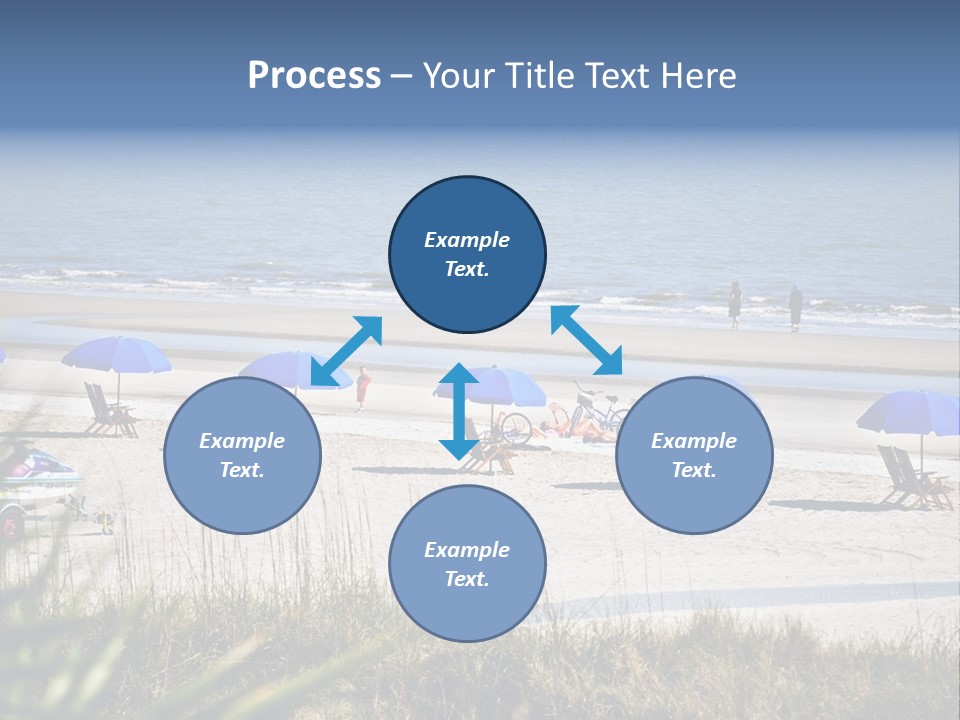 A Group Of Beach Chairs And Umbrellas On A Beach PowerPoint Template