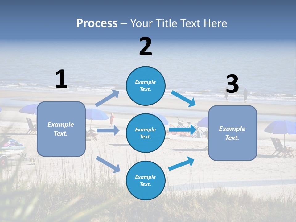 A Group Of Beach Chairs And Umbrellas On A Beach PowerPoint Template
