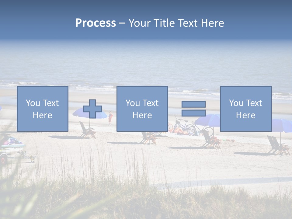 A Group Of Beach Chairs And Umbrellas On A Beach PowerPoint Template
