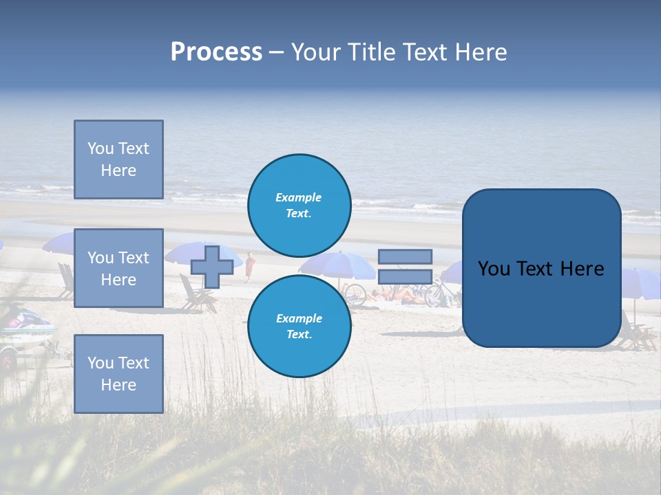 A Group Of Beach Chairs And Umbrellas On A Beach PowerPoint Template
